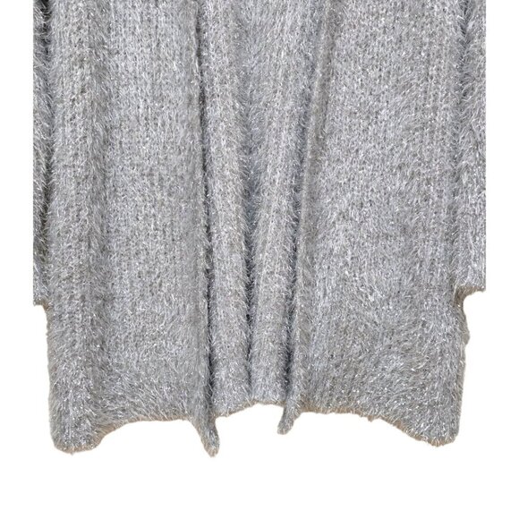 Lane Bryant Silver Open-Front Metallic Eyelash Cardigan Sz 22/24 - Picture 5 of 11